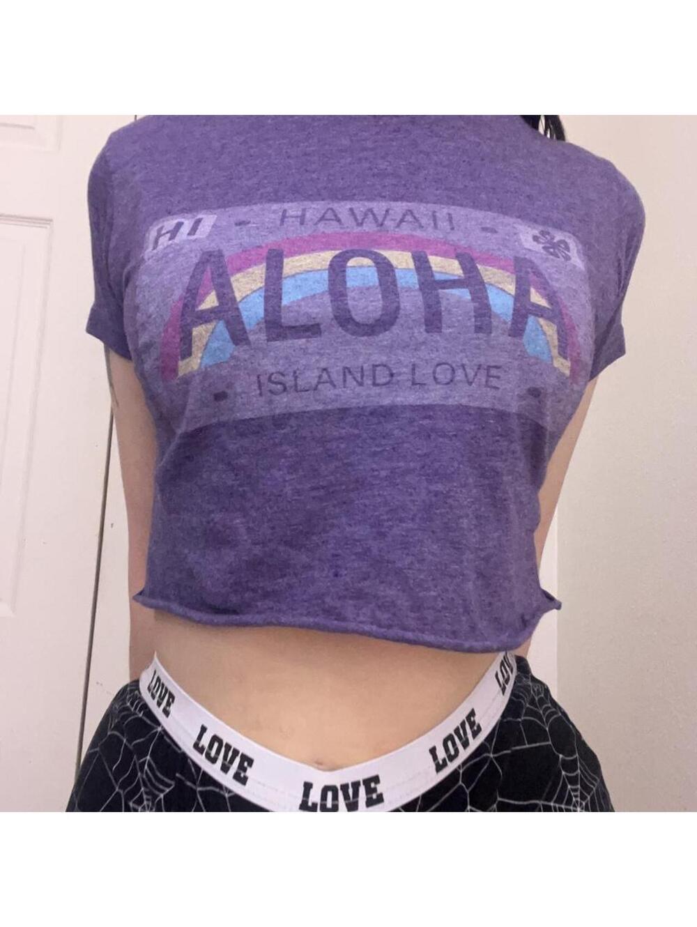 Purple Aloha Hawaii Island Love graphic top